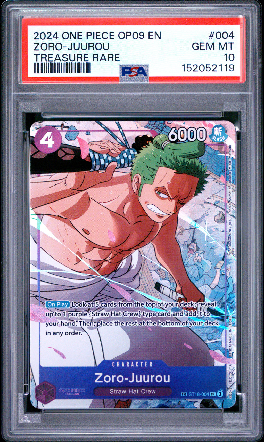 Zoro-Juurou Treasure Rare ST18-004 | PSA 10