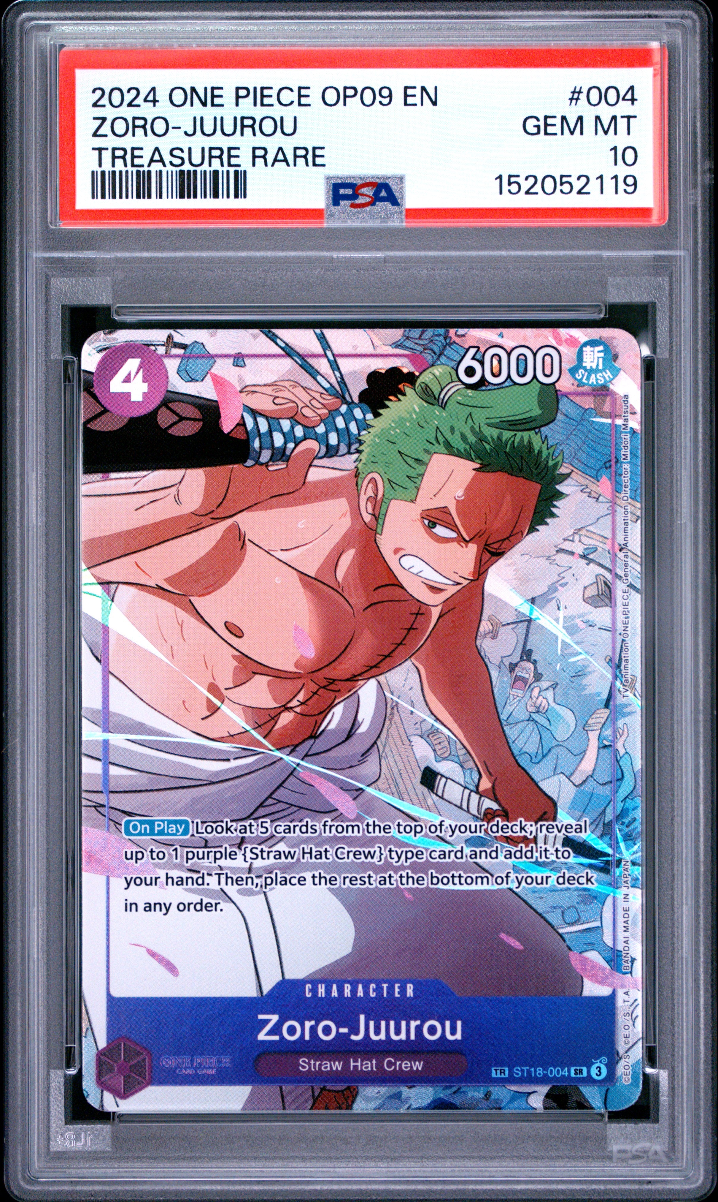 Zoro-Juurou Treasure Rare ST18-004 | PSA 10