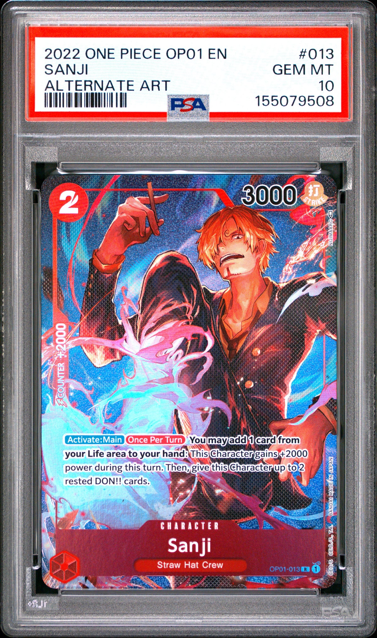 Sanji PRE-ERRATA Alternate Art OP01-013 | PSA 10