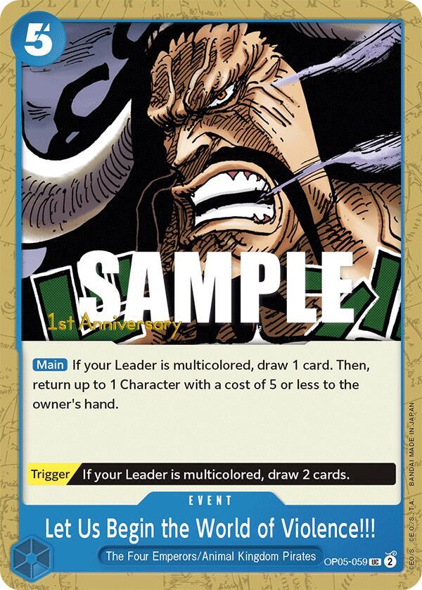 Let Us Begin the World of Violence!! OP05-059 – 1st Anniversary Tournament Cards | One Piece TCG