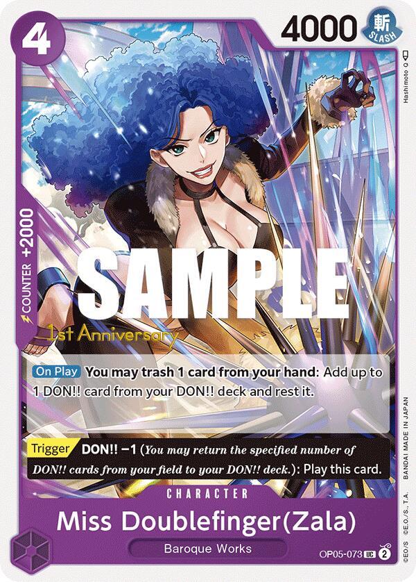 Miss Doublefinger(Zala) OP05-073 – 1st Anniversary Tournament Cards | One Piece TCG