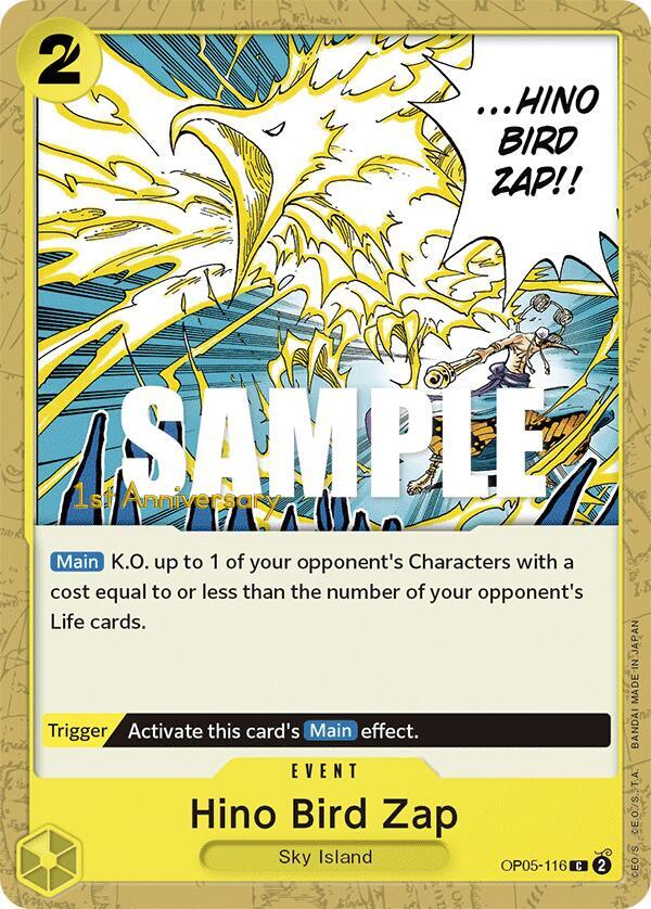 Hino Bird Zap OP05-116 – 1st Anniversary Tournament Cards | One Piece TCG