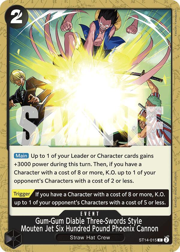 Gum-Gum Diable Three-Swords Style Mouten Jet Six Hundred Pound Phoenix Cannon ST14-015 – Starter Deck 14: 3D2Y | One Piece TCG