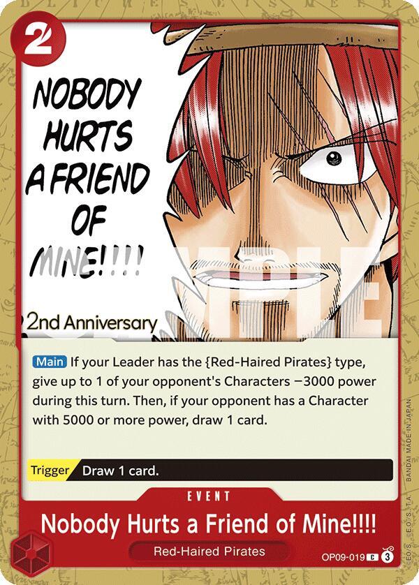 Nobody Hurts a Friend of Mine!!!! OP09-019 – 2nd Anniversary Tournament Cards | One Piece TCG