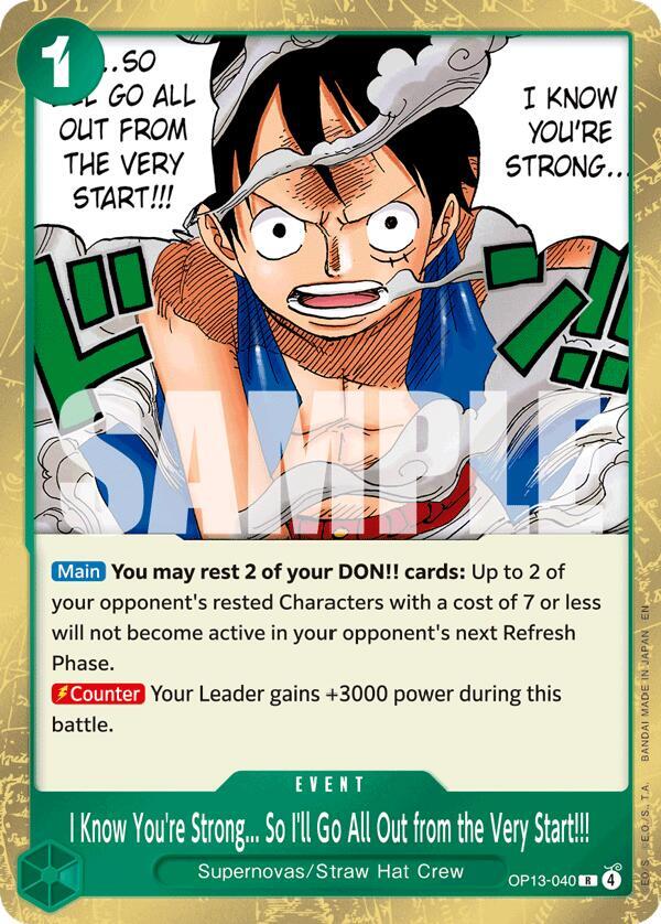 I Know You're Strong... So I'll Go All Out from the Very Start!!! OP13-040 – Carrying On His Will | One Piece TCG