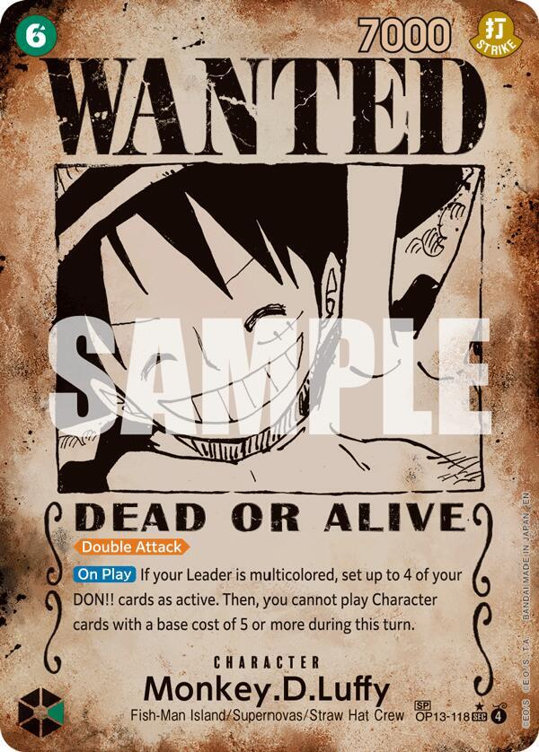 Monkey.D.Luffy Wanted Poster OP13-118 – Carrying On His Will | One Piece TCG