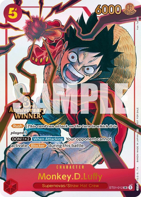 Monkey.D.Luffy 3rd Anniversary Winner ST01-012 | One Piece TCG