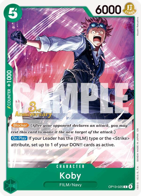 Koby OP13-025 – 3rd Anniversary Tournament Cards | One Piece TCG