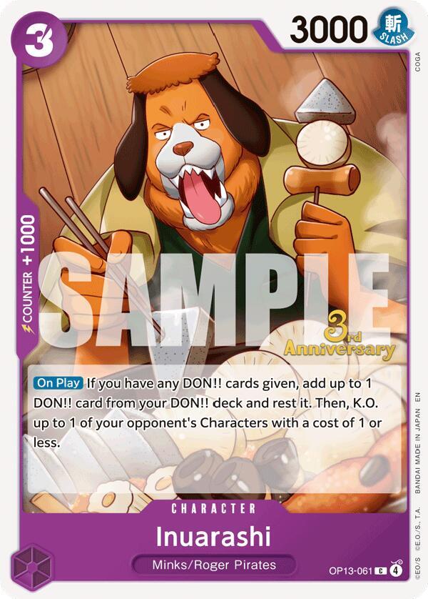 Inuarashi OP13-061 – 3rd Anniversary Tournament Cards | One Piece TCG