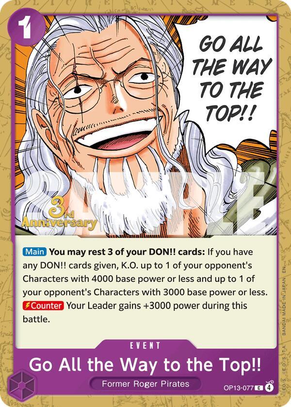 Go All the Way to the Top!! OP13-077 – 3rd Anniversary Tournament Cards | One Piece TCG