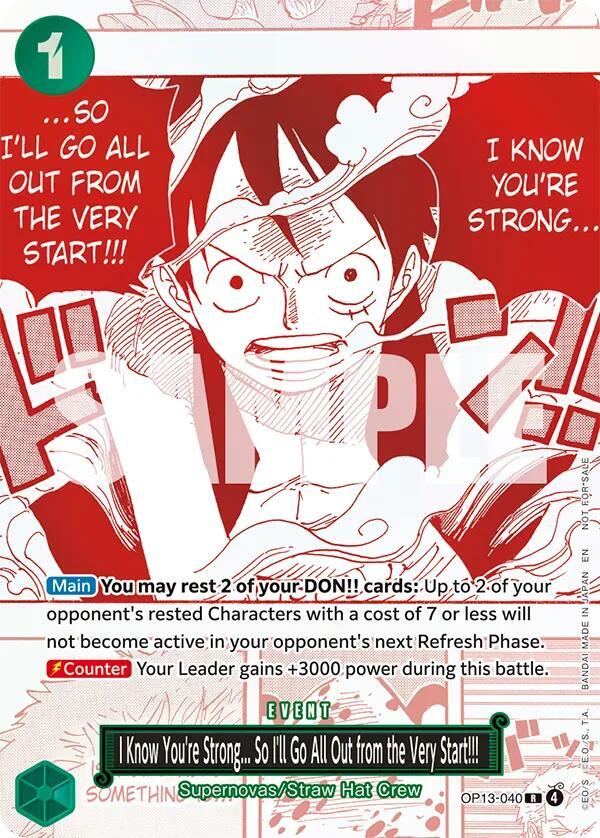 I Know You're Strong... So I'll Go All Out from the Very Start!!! 3rd Anniversary Treasure Campaign Pack OP13-040 | One Piece TCG