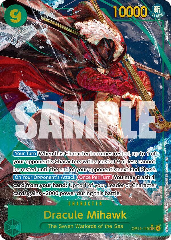 Dracule Mihawk Alternate Art OP14-119 – The Azure Sea's Seven | One Piece TCG
