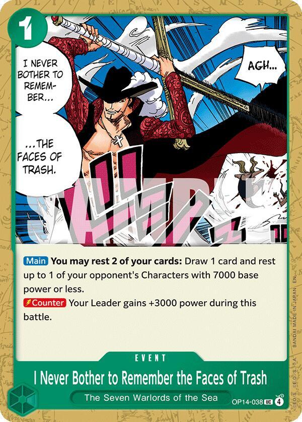 I Never Bother to Remember the Faces of Trash OP14-038 – The Azure Sea's Seven | One Piece TCG