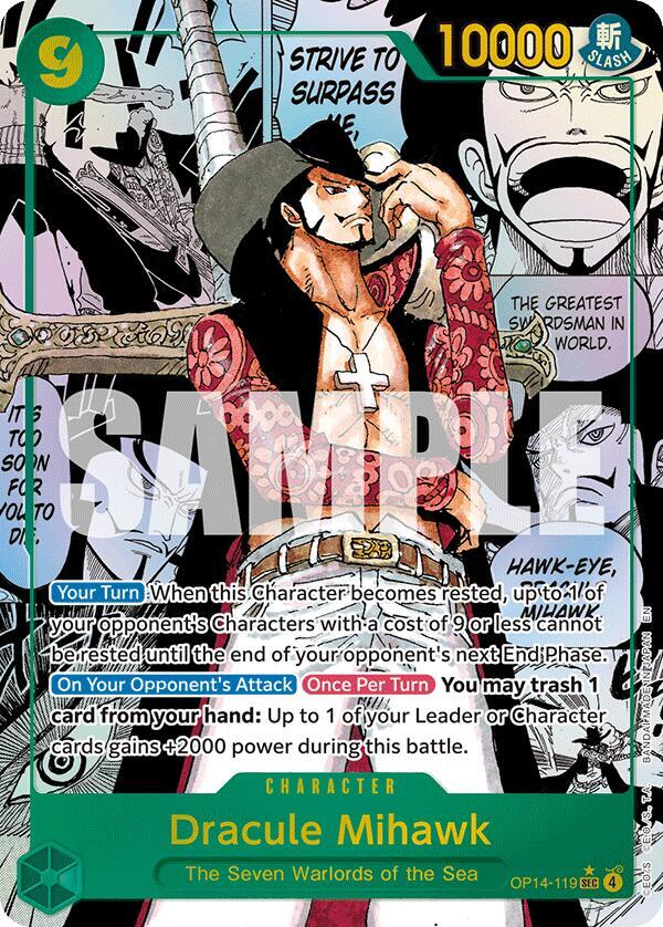 Dracule Mihawk Manga Rare OP14-119 – The Azure Sea's Seven | One Piece TCG