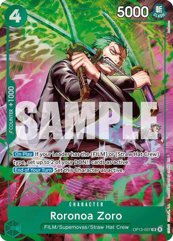 Roronoa Zoro Treasure Rare OP13-037 – Adventure on Kami's Island | One Piece TCG