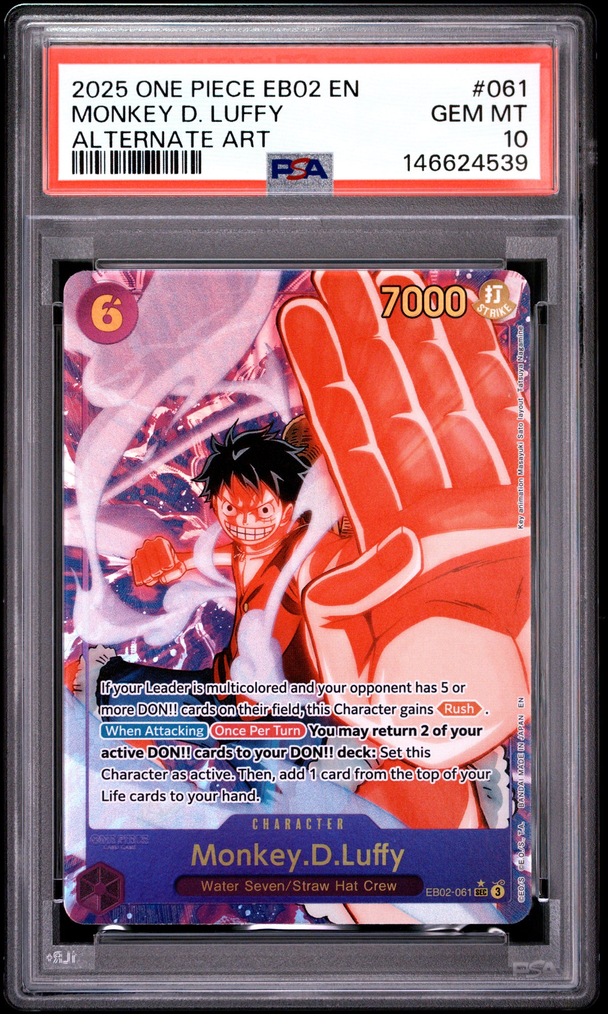 Monkey D. Luffy Alternate Art EB02-061 | PSA 10