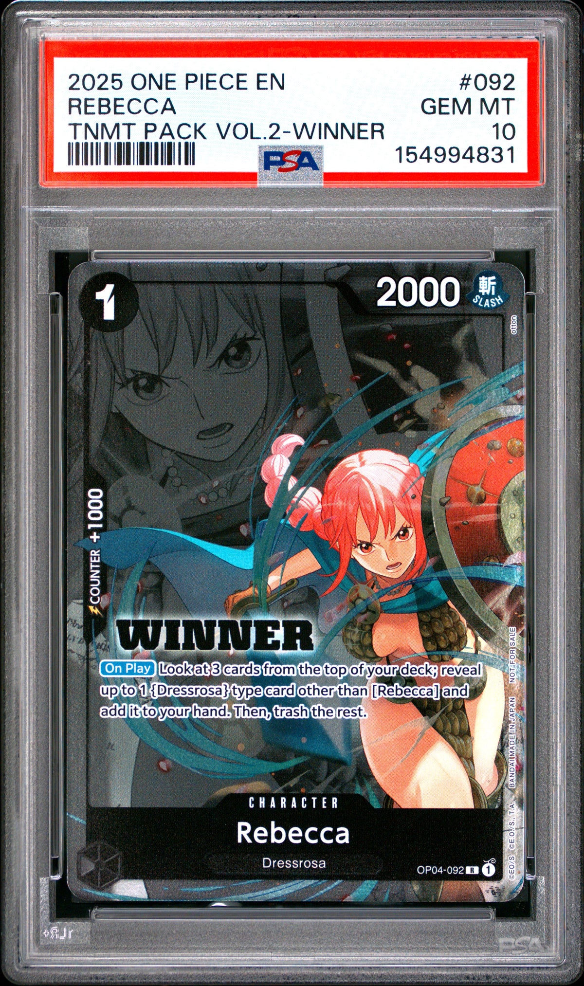 Rebecca Winner Pack 2025 Vol. 2 OP04-092 | PSA 10