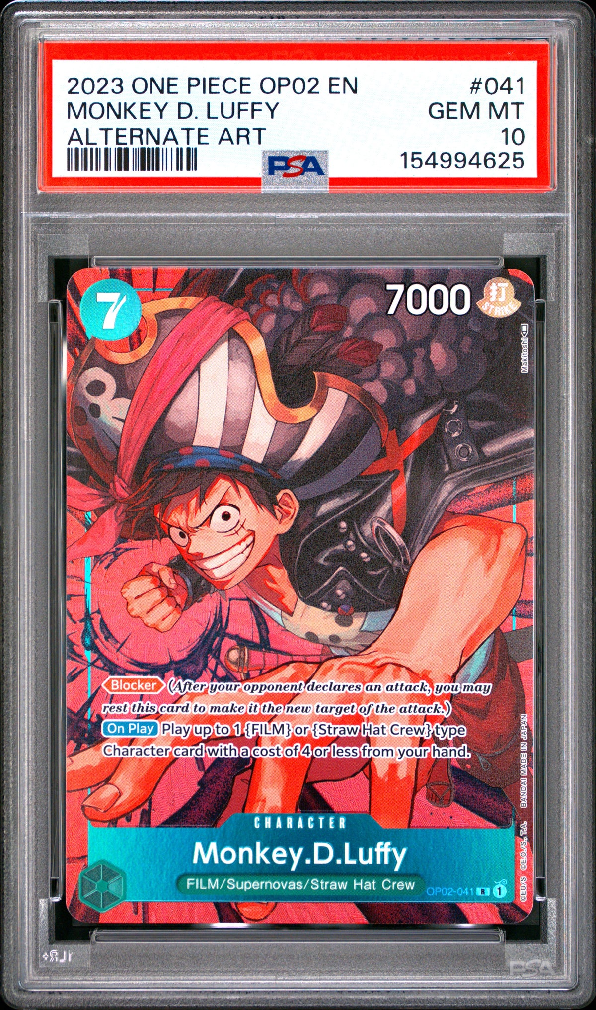 Monkey D. Luffy Alternate Art OP02-041 | PSA 10