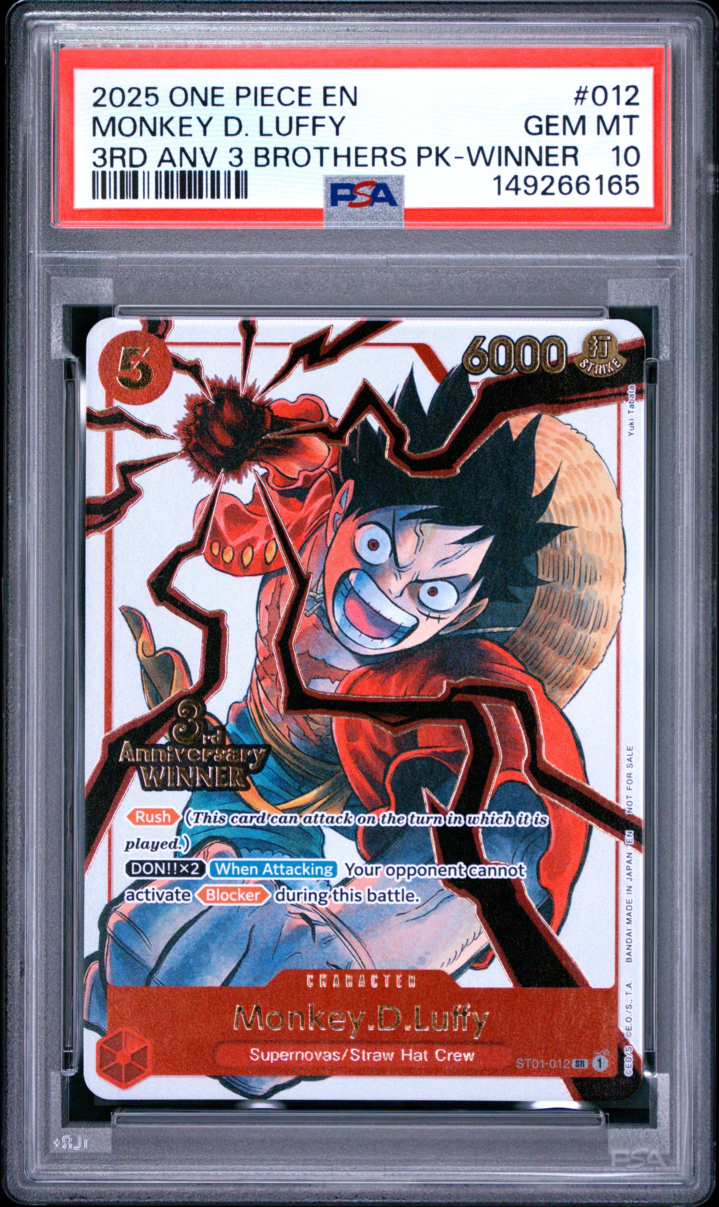 Monkey.D.Luffy ST01-012 3rd Anniversary Winner | PSA 10
