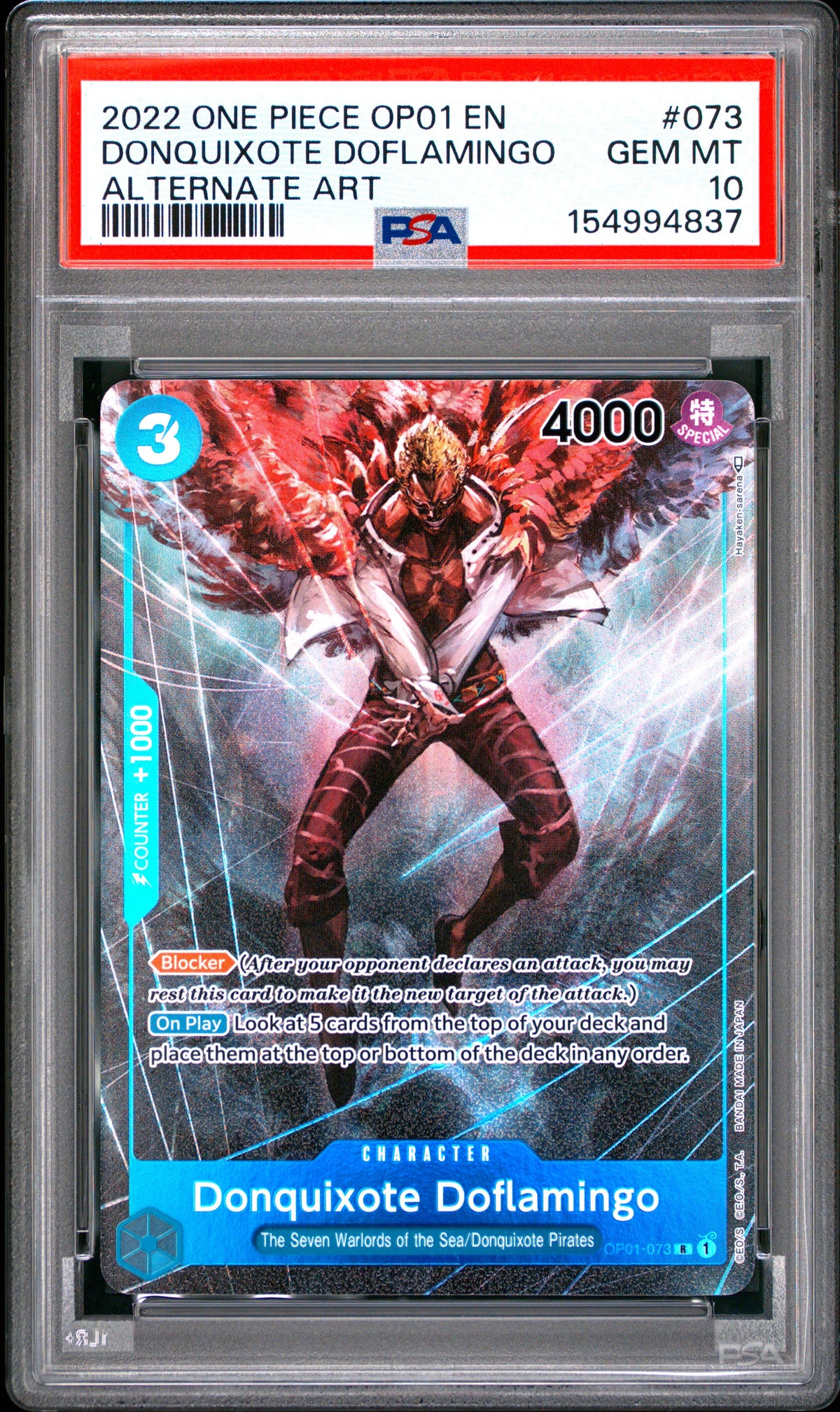 Donquixote Doflamingo Alternate Art OP01-073 | PSA 10